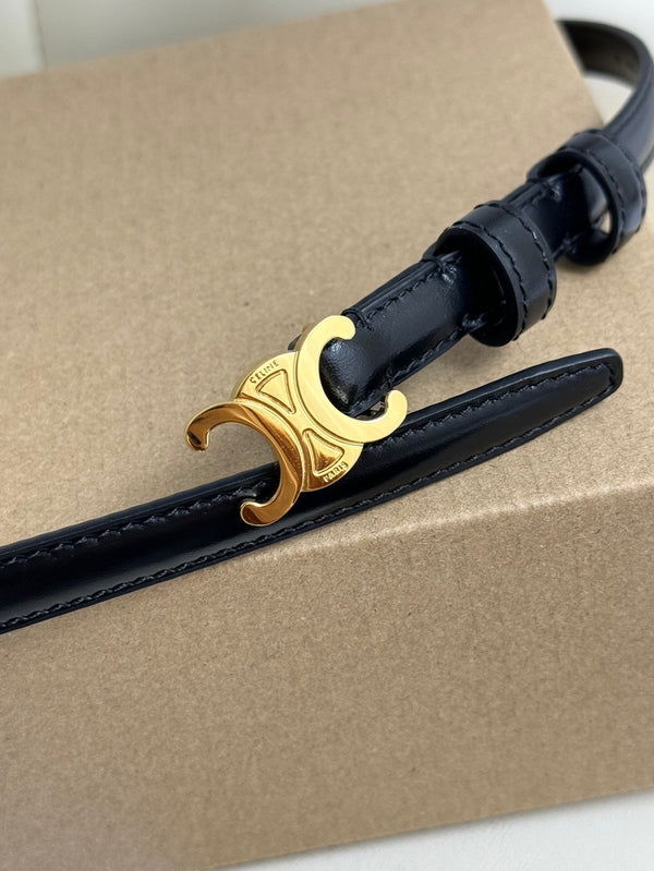 CEL Gold Buckle 13mm Belt Black Cowhide 179725