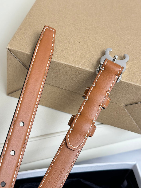 CEL Silver Buckle 18mm Belt Brown Cowhide 179729