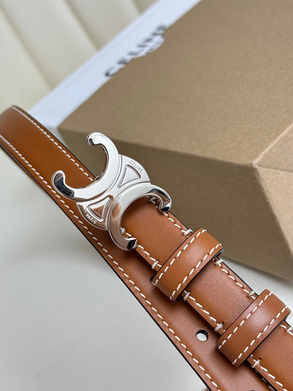 CEL Silver Buckle 18mm Belt Brown Cowhide 179729