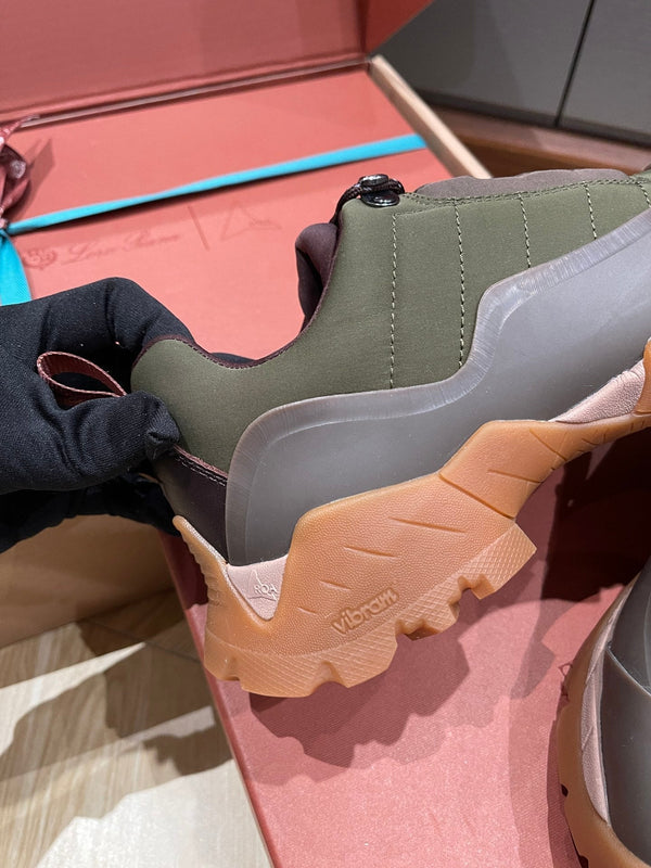 LP Katharina Sneaker Coffee Olive Green Technical Fabric Wool 521685