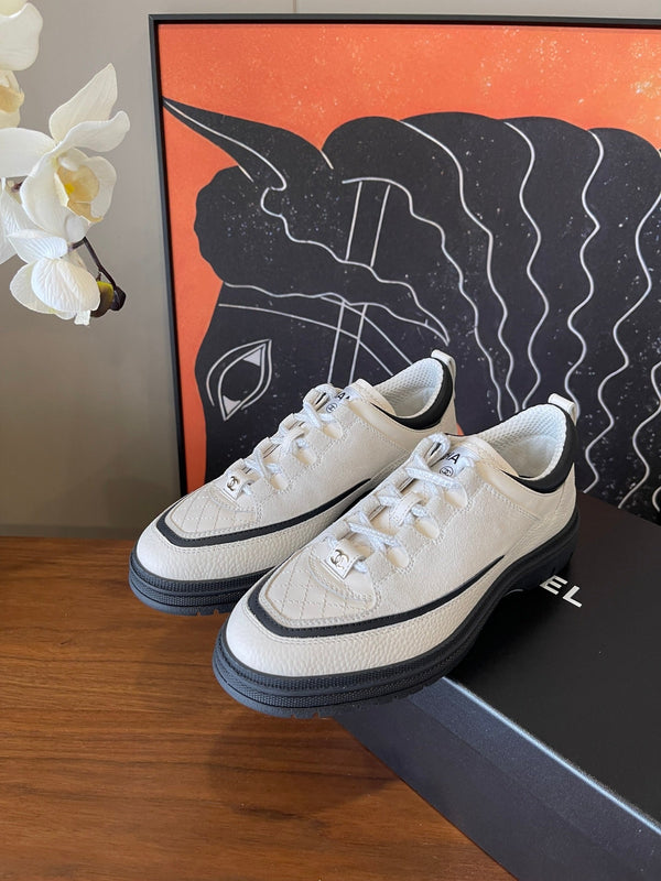 Baskets CC Printemps-Été Daim Cuir Noir Blanc 623167