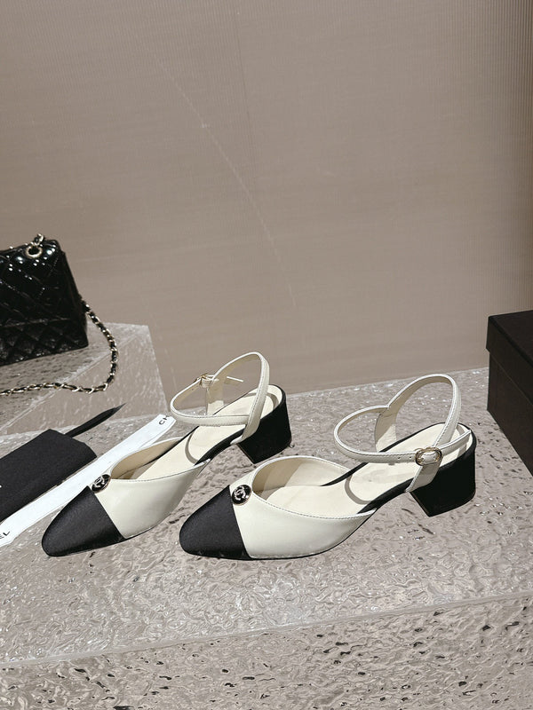 slingbacks 45 white black lambskin grosgrain