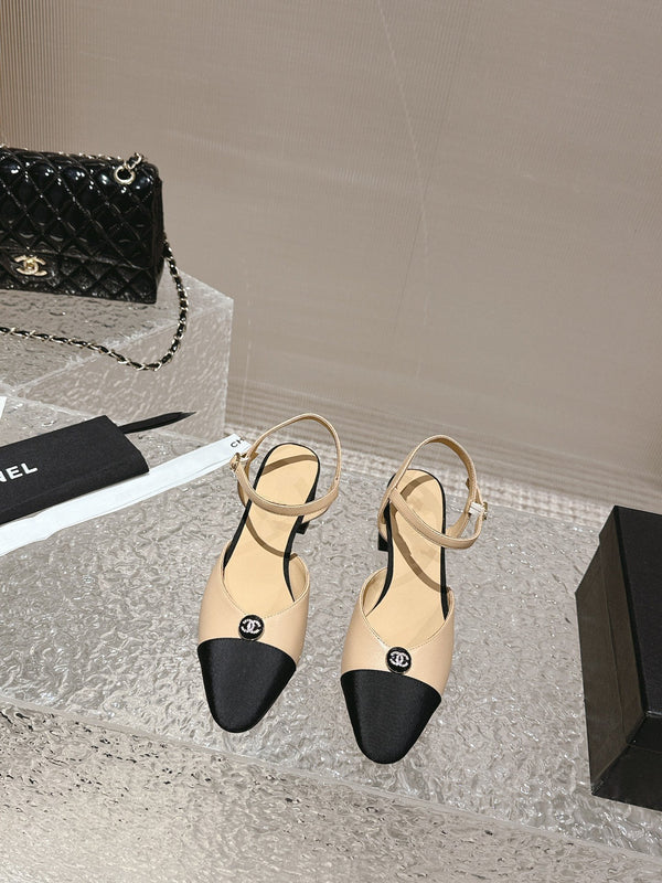 slingbacks 45 beige black lambskin grosgrain