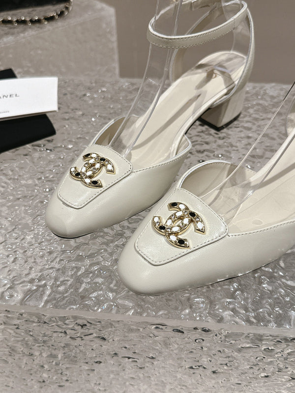 slingbacks 60 white lambskin cc logo