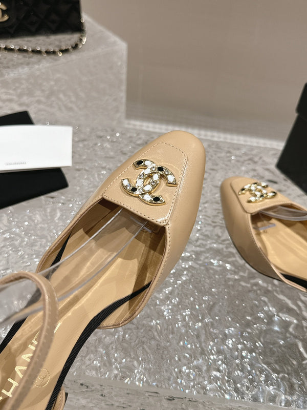 slingbacks 60 beige black lambskin cc logo