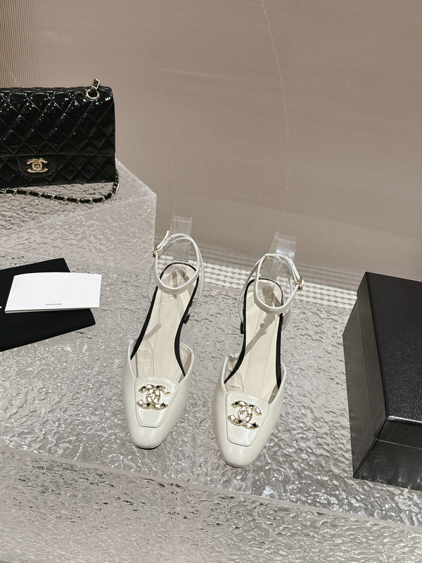 slingbacks 60 white black lambskin cc logo