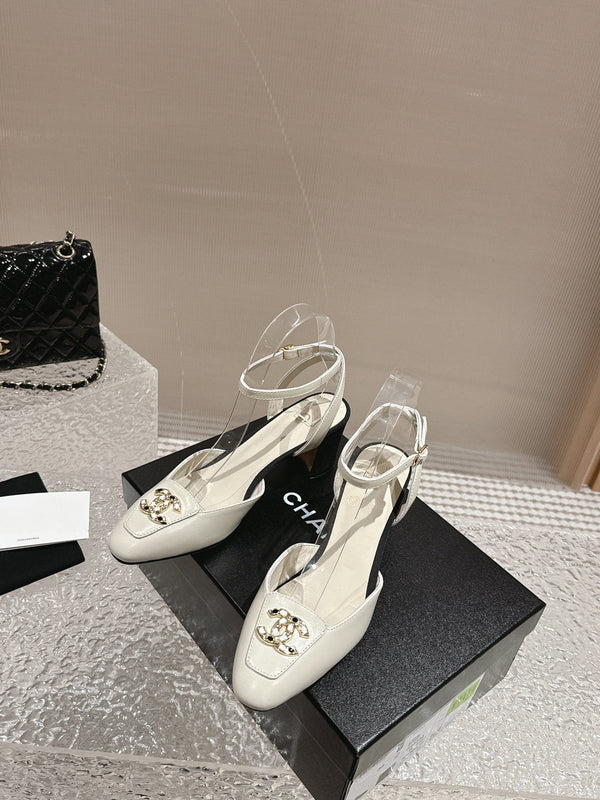 slingbacks 60 white black lambskin cc logo