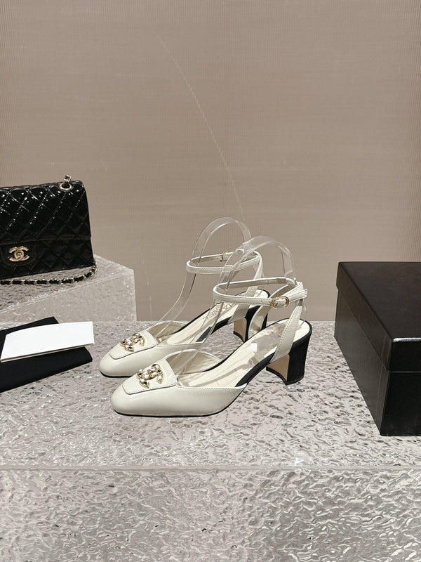 slingbacks 60 white black lambskin cc logo