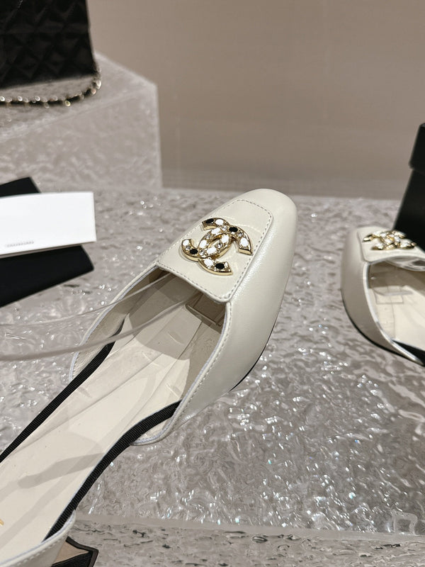 slingbacks 60 white black lambskin cc logo