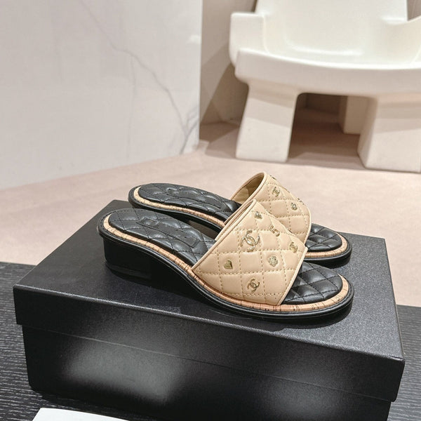 sandalo mulo 40 beige nero vitello trapuntato