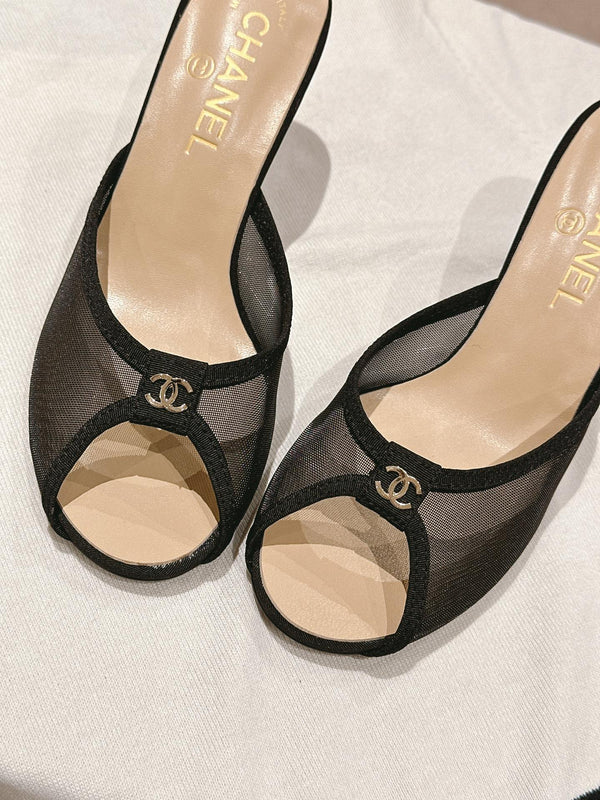 sandalo mulo 75 tessuto nero vitello beige