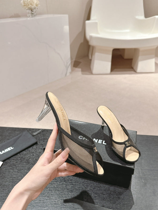 sandalo mulo 75 tessuto nero vitello beige
