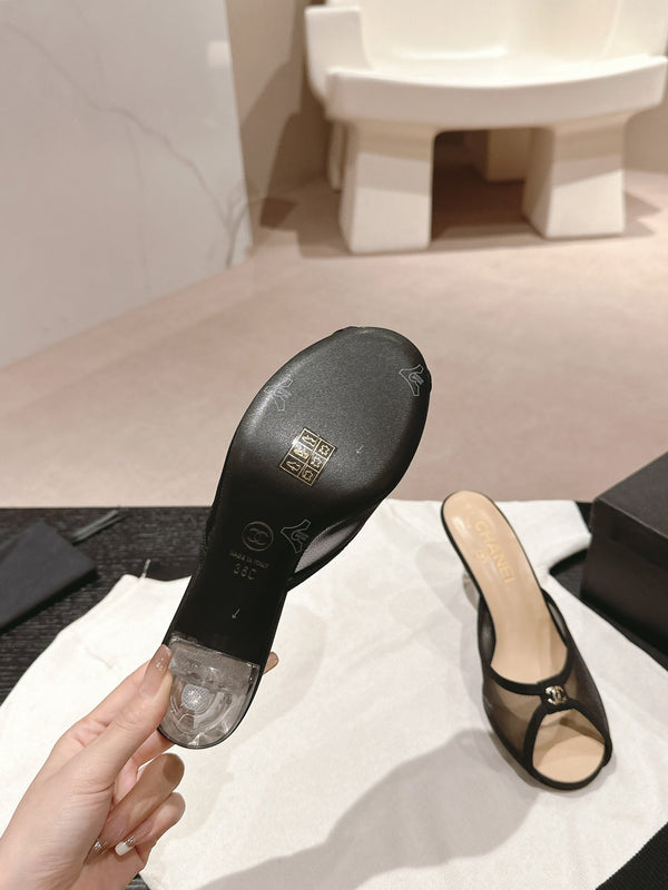 sandalo mulo 75 tessuto nero vitello beige