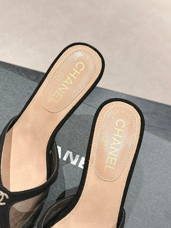 sandalo mulo 75 tessuto nero vitello beige scuro
