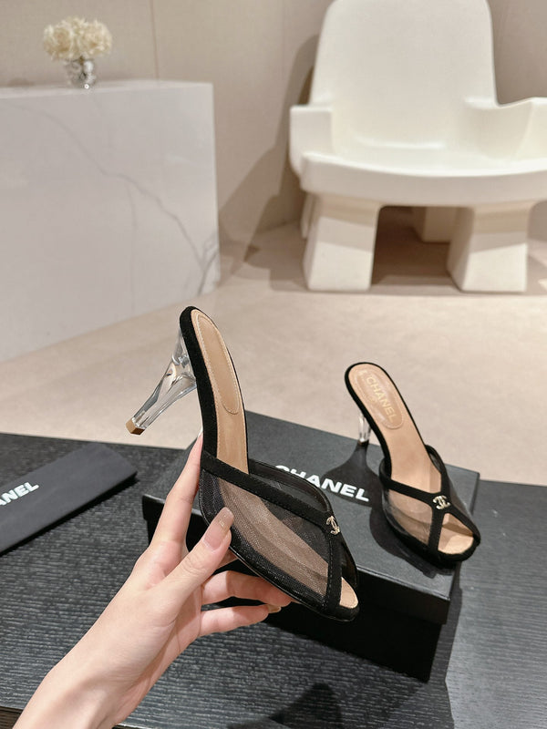 sandalo mulo 75 tessuto nero vitello beige scuro