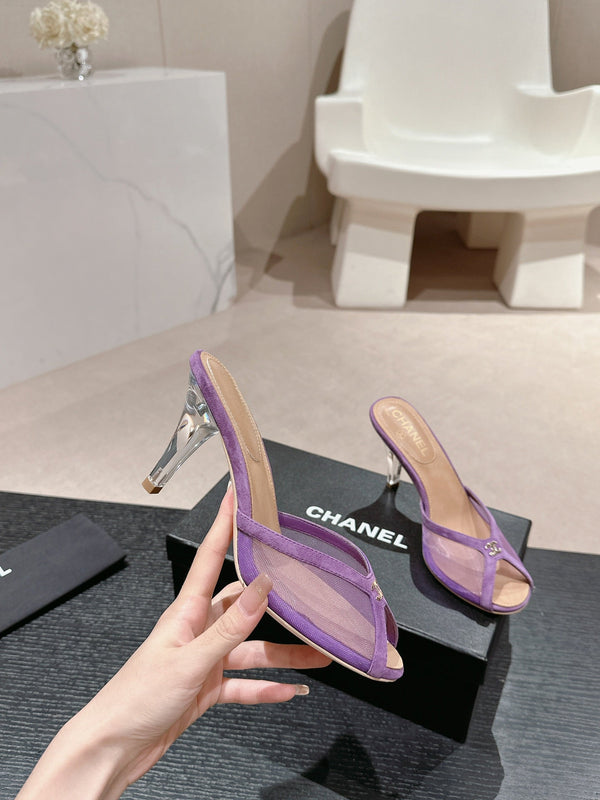 sandalo mulo 75 tessuto viola pelle di vitello beige scuro
