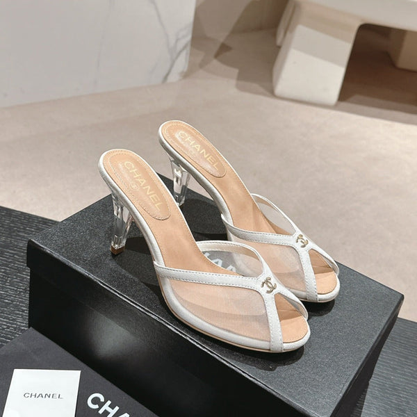 sandalo mulo 75 tessuto bianco vitello beige scuro