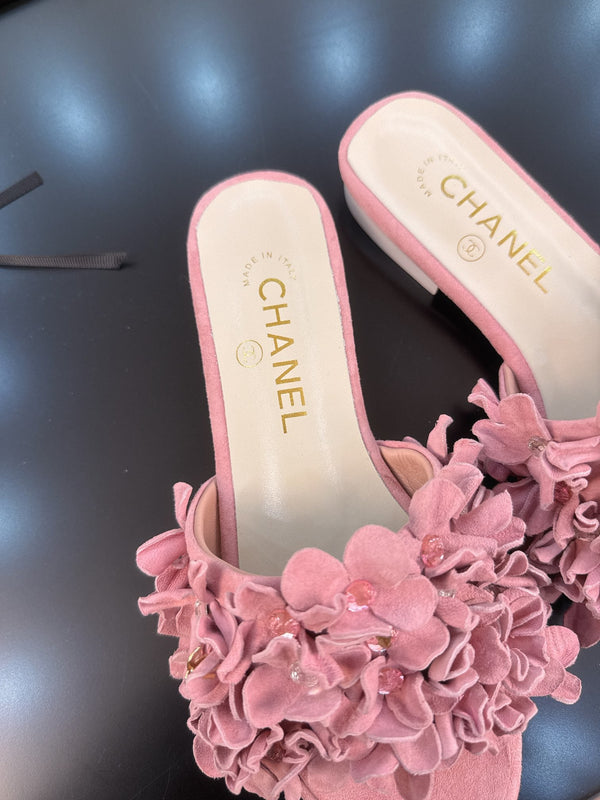 CC 25C Mules Rosa Camoscio Strass