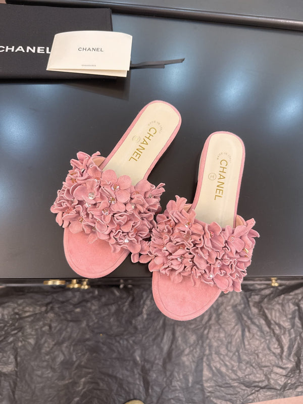 CC 25C Mules Rosa Camoscio Strass