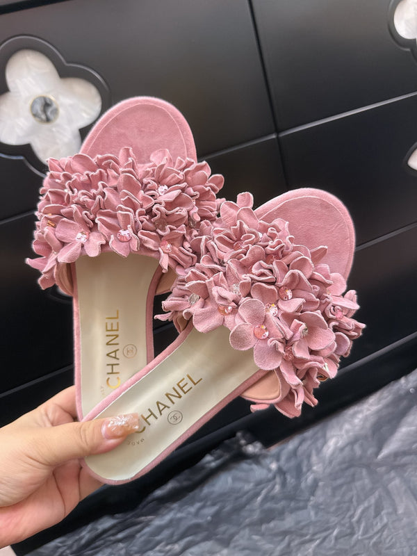 CC 25C Mules Rosa Camoscio Strass