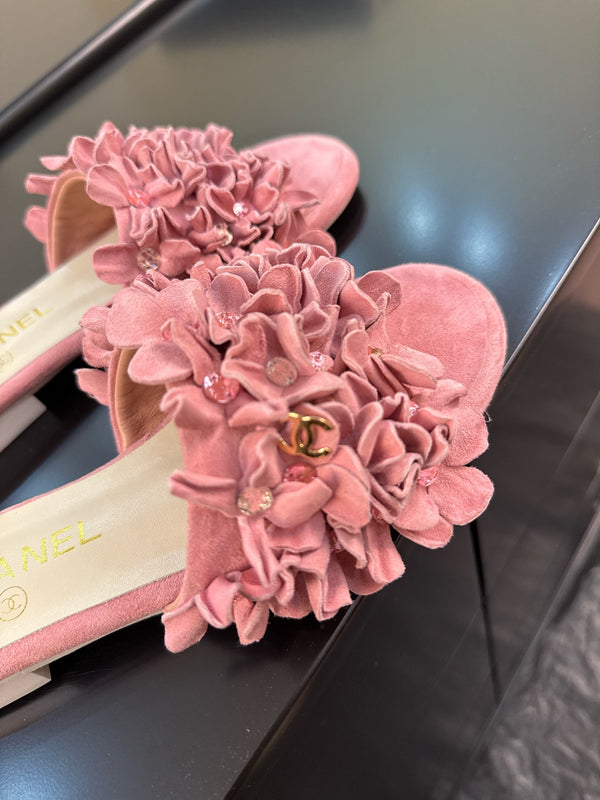 CC 25C Mules Rosa Camoscio Strass