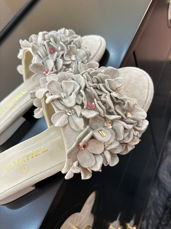 CC 25C Mules Grigio Camoscio Strass