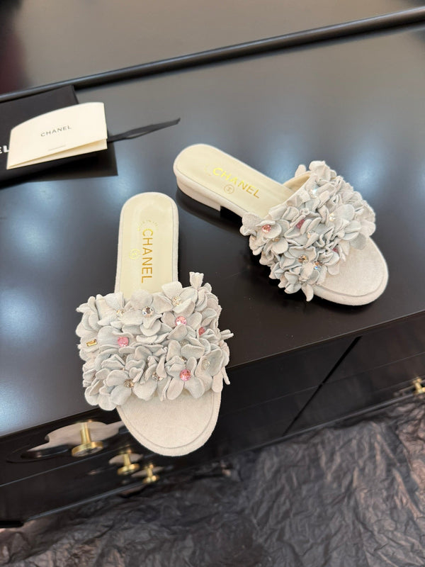 CC 25C Mules Grigio Camoscio Strass