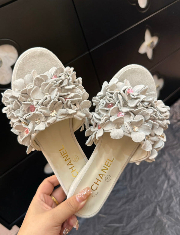 CC 25C Mules Grigio Camoscio Strass