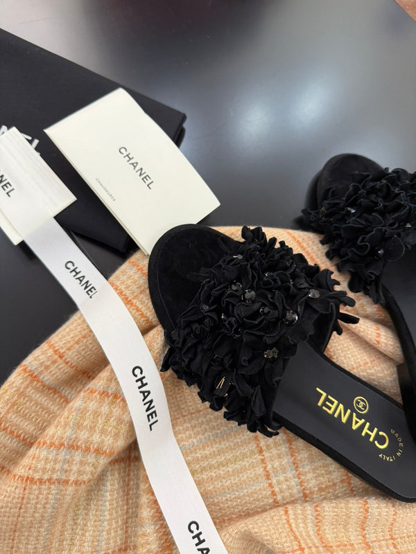 CC 25C Mules Nero Camoscio Strass