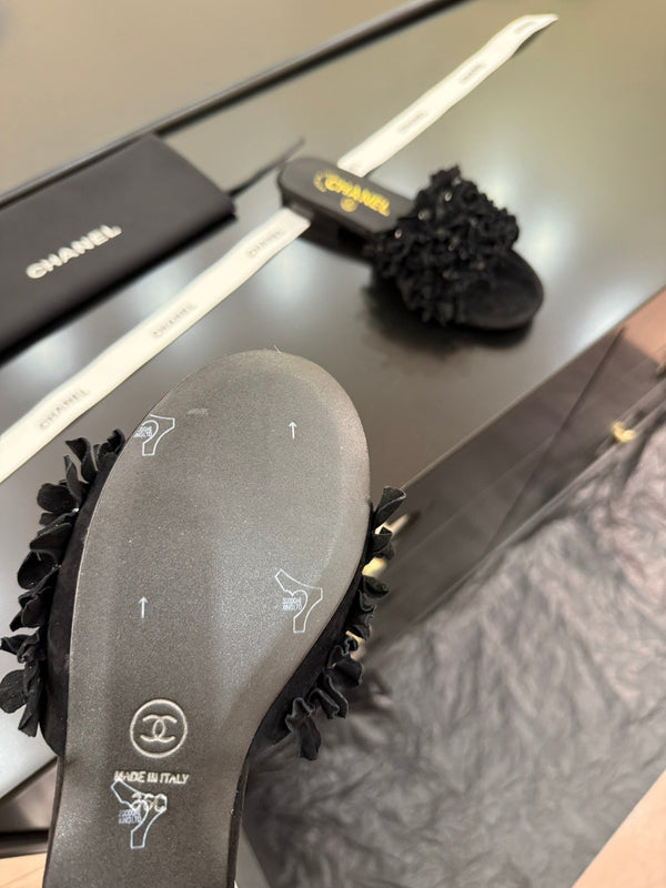 CC 25C Mules Nero Camoscio Strass