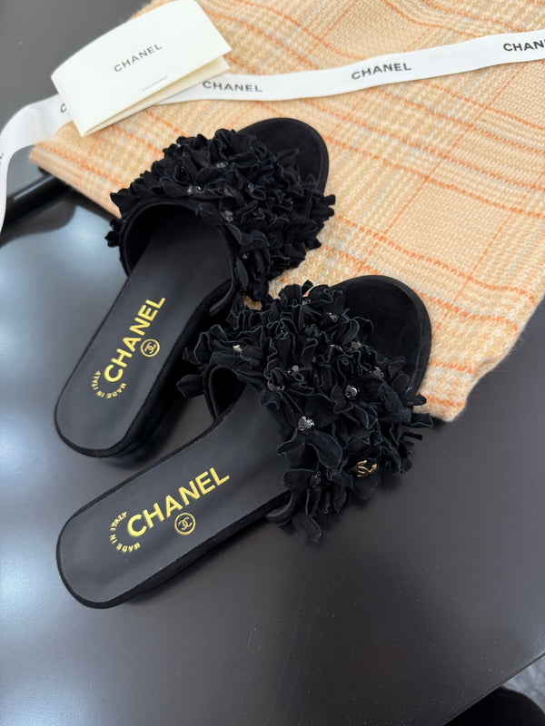 CC 25C Mules Nero Camoscio Strass