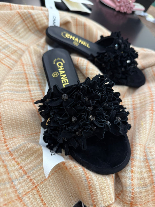 CC 25C Mules Nero Camoscio Strass