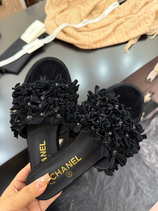 CC 25C Mules Nero Camoscio Strass