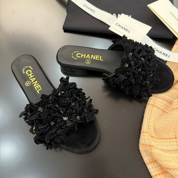 CC 25C Mules Nero Camoscio Strass
