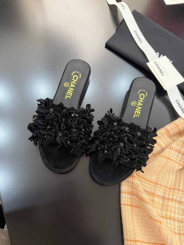 CC 25C Mules Nero Camoscio Strass
