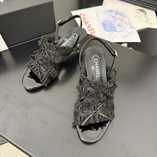 cc25 slingback sandal ̣65mm bow black grosgrain canvas 233592