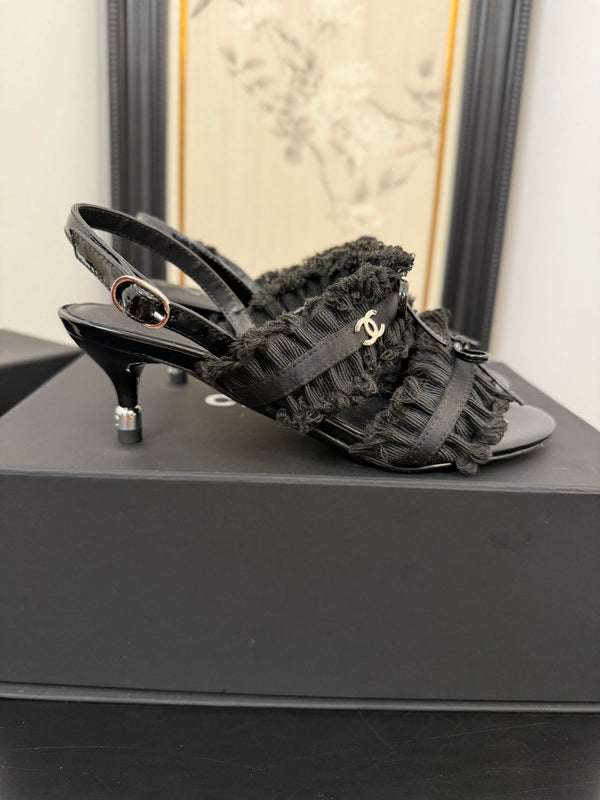 cc25 slingback sandal ̣65mm bow black grosgrain canvas 233592