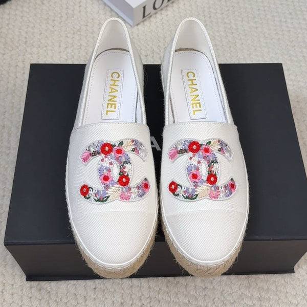 CC Loafer In White Canvas With Colorful Logo