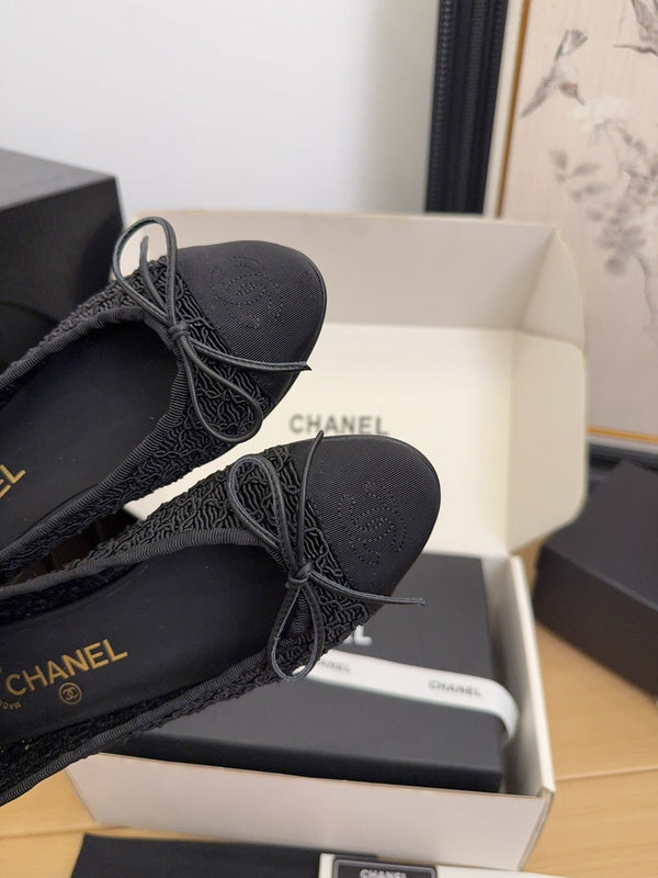 CC 25 Ballerine Tessuto a rete nero Grosgrain nero 277708 