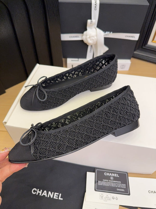 CC 25 Ballerine Tessuto a rete nero Grosgrain nero 277708 