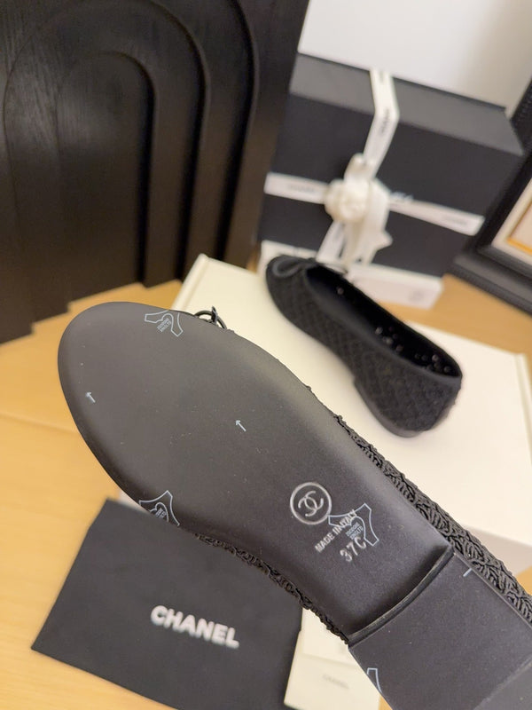 CC 25 Ballerine Tessuto a rete nero Grosgrain nero 277708 