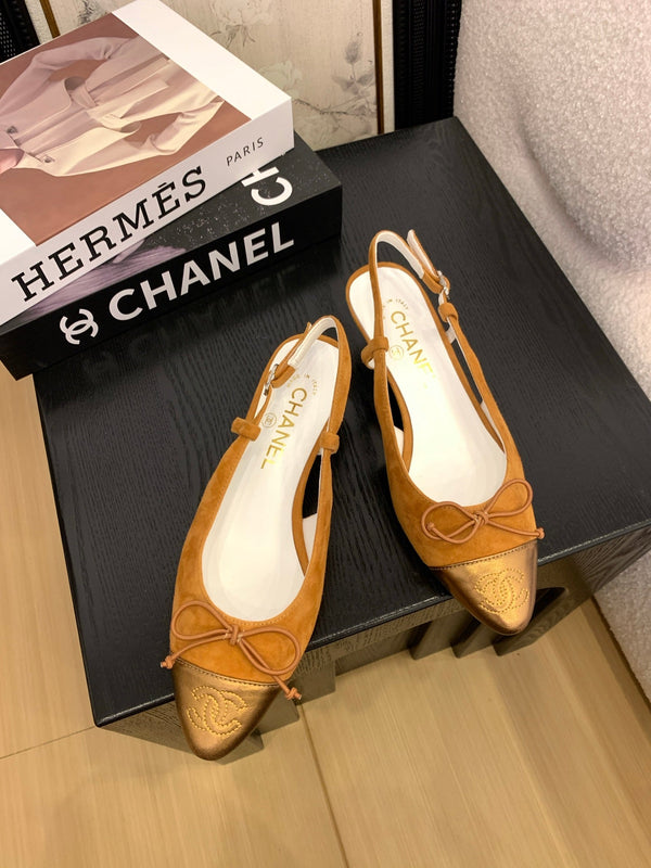 CC 25 Slingbacks 45 Bow With Carrot Suede Mix Gold Sheepskin 277674