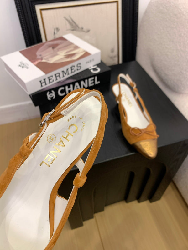 CC 25 Slingbacks 45 Bow With Carrot Suede Mix Gold Sheepskin 277674