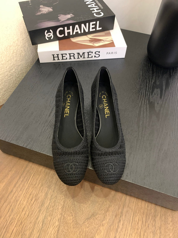 cc 25 ballet flat 50mm black raffia 288821