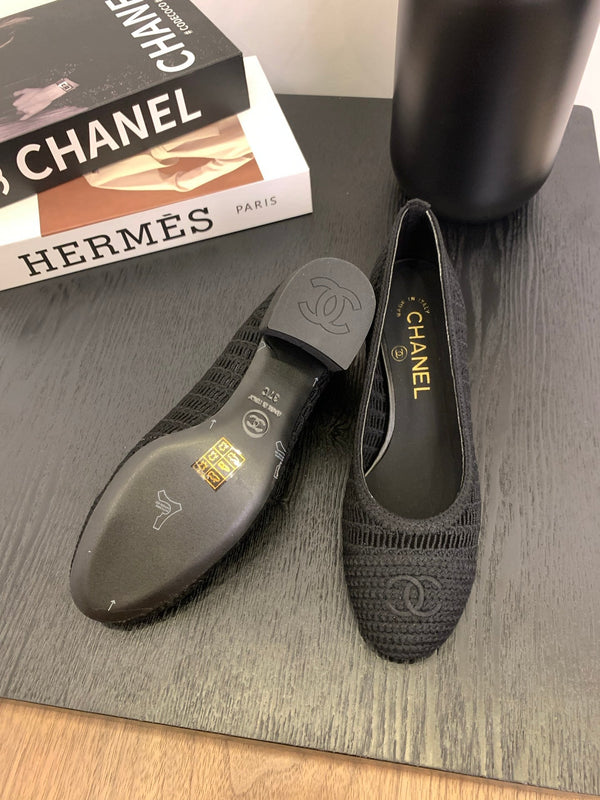 cc 25 ballet flat 50mm black raffia 288821