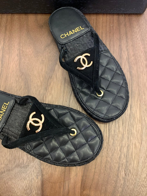 CC Thong Sandal Suede Kidskin Black 288718