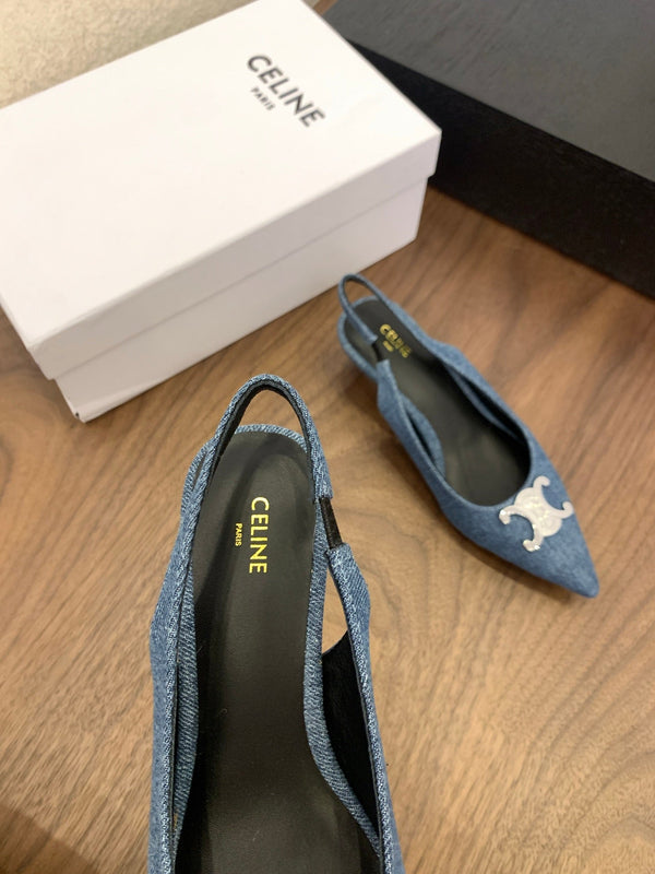 CL Alma Triomphe Slingback 50mm In Denim Blu 318794