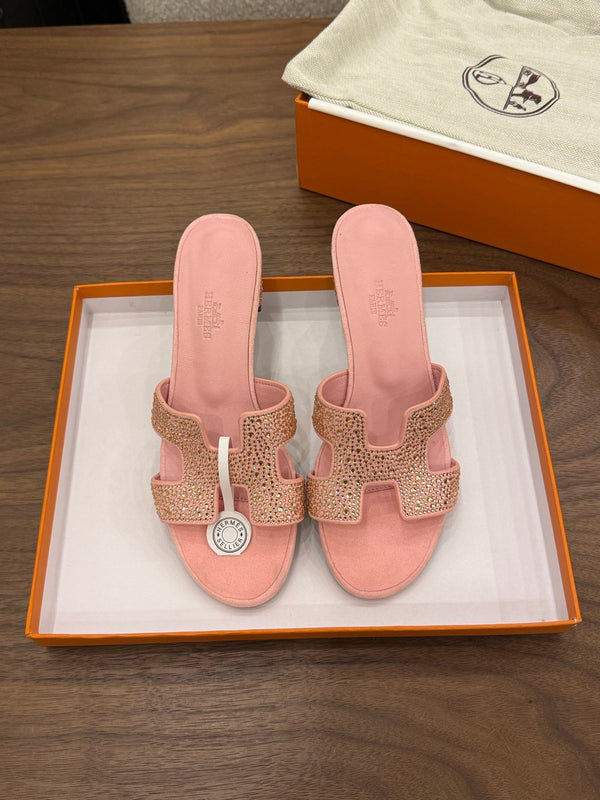 HM 26s Oasis Sandal Light Pink Suede With Crystals