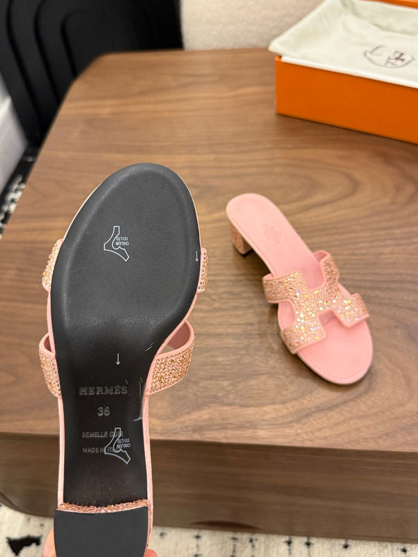 HM 26s Oasis Sandal Light Pink Suede With Crystals