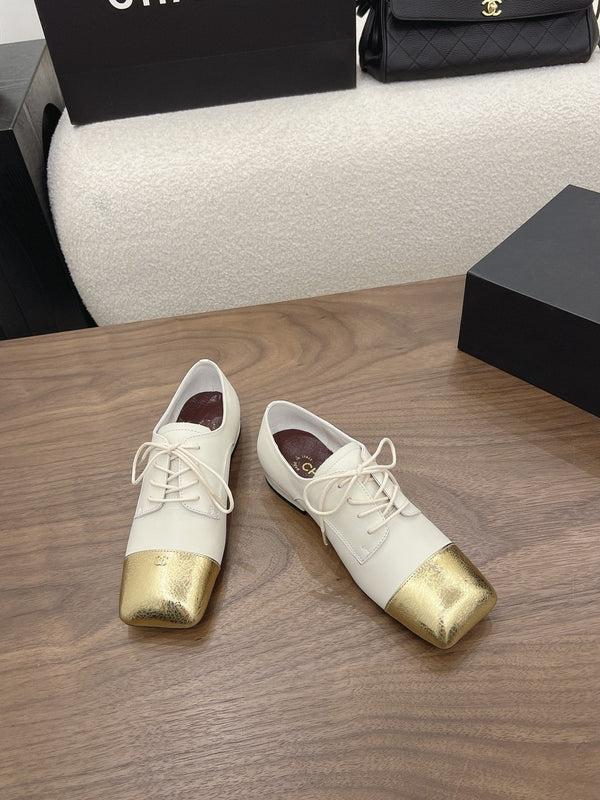 CC 26s Loafer 2cm Gold White Leather 910473